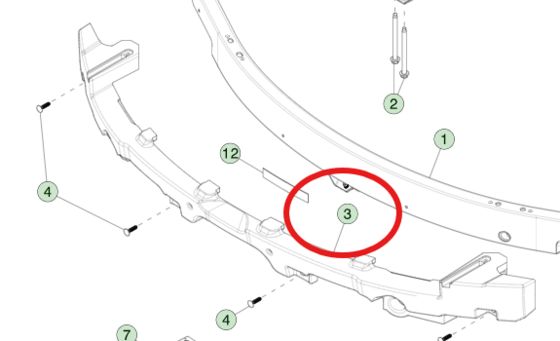 BUMPER BEAM FOAM FOR TESLA MODEL 3 (2023+) 1741046-00-F